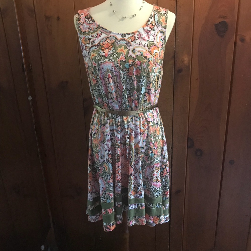 Ellen Tracy Floral Open Back Dress XL